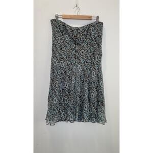 Bob Mackie Silk Skirt Wearable Art Women's Size 16 Elastic Waist Lettuce Hem Y2K